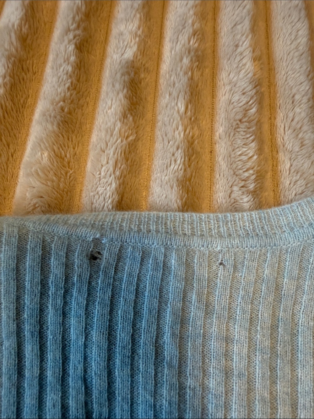 Light Blue Ribbed Open-Front Women's Cardigan - Picture 3 of 3
